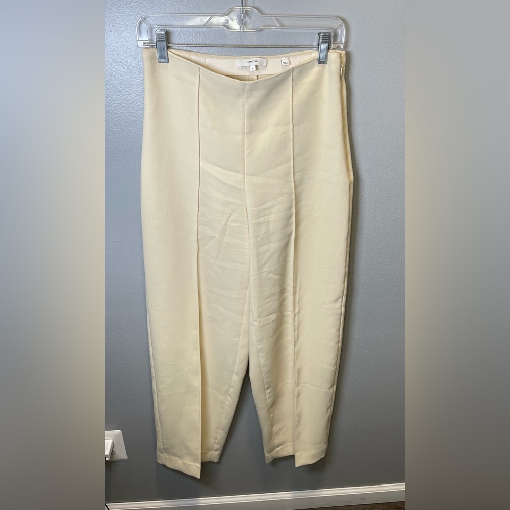 Vince Women's Sculpted Wide Leg Trouser Pants Cream Size 4